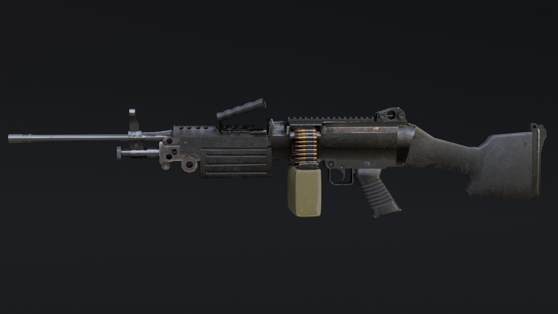 Lowpoly M249 Saw gun 3d Model Free low-poly 3D model_6