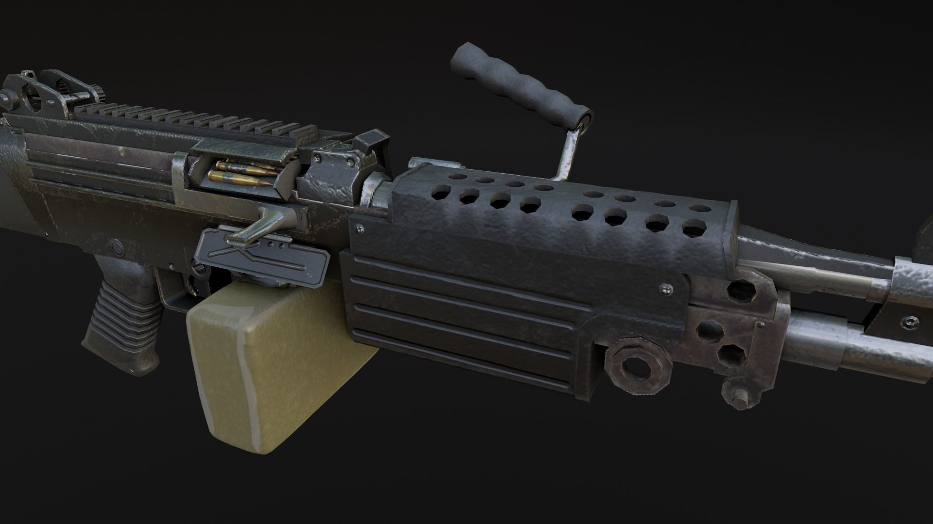 Lowpoly M249 Saw gun 3d Model Free low-poly 3D model_32