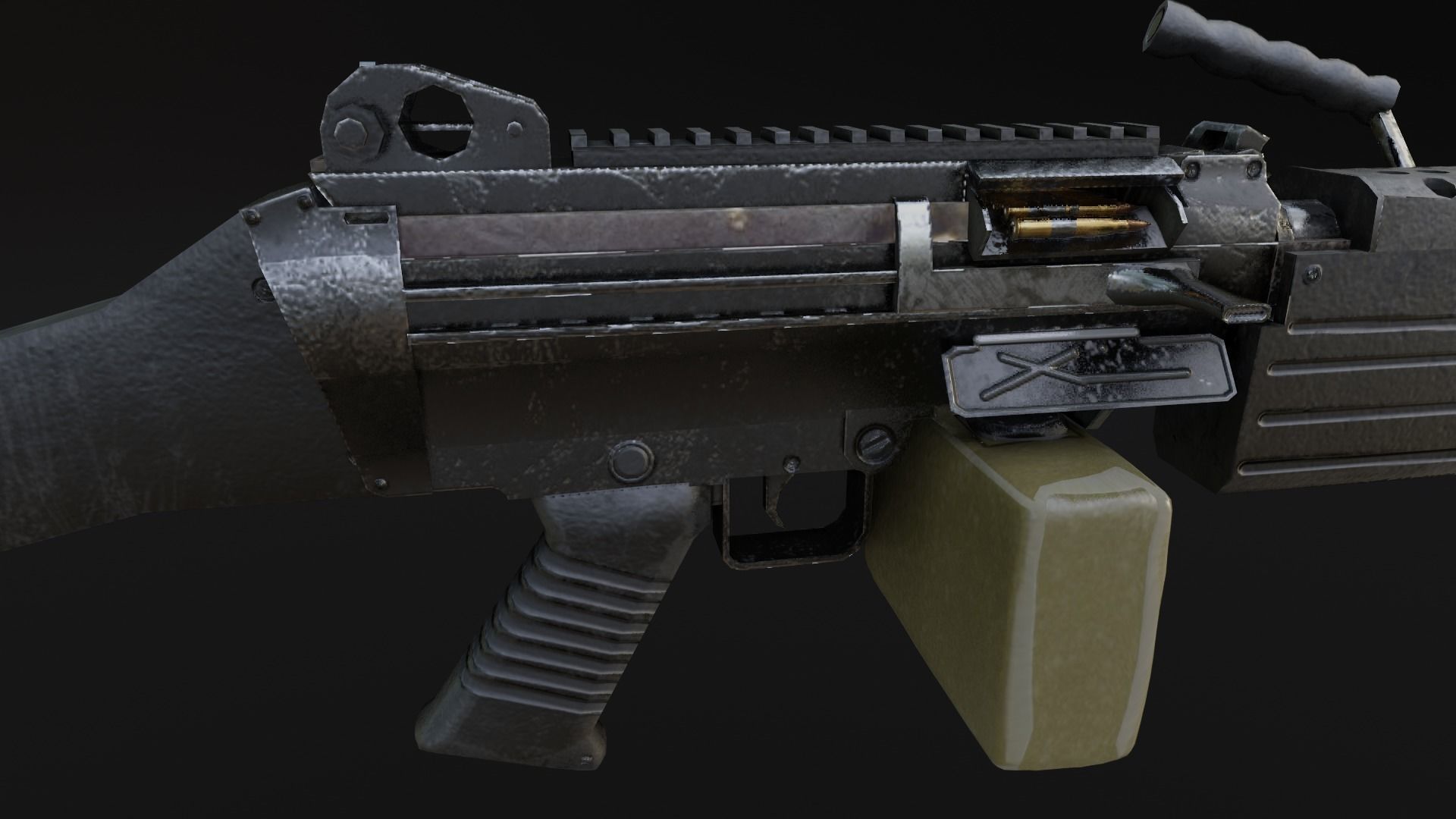 Lowpoly M249 Saw gun 3d Model Free low-poly 3D model_31