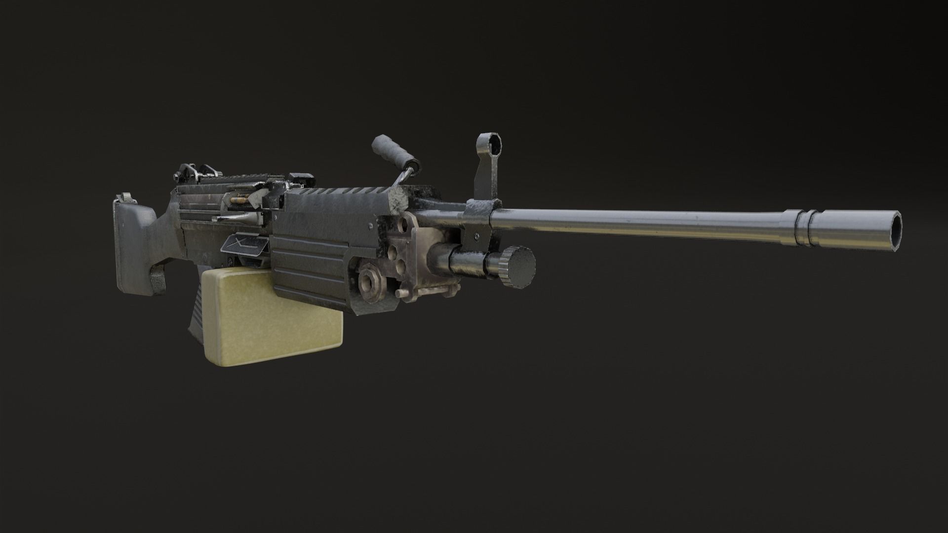 Lowpoly M249 Saw gun 3d Model Free low-poly 3D model_14