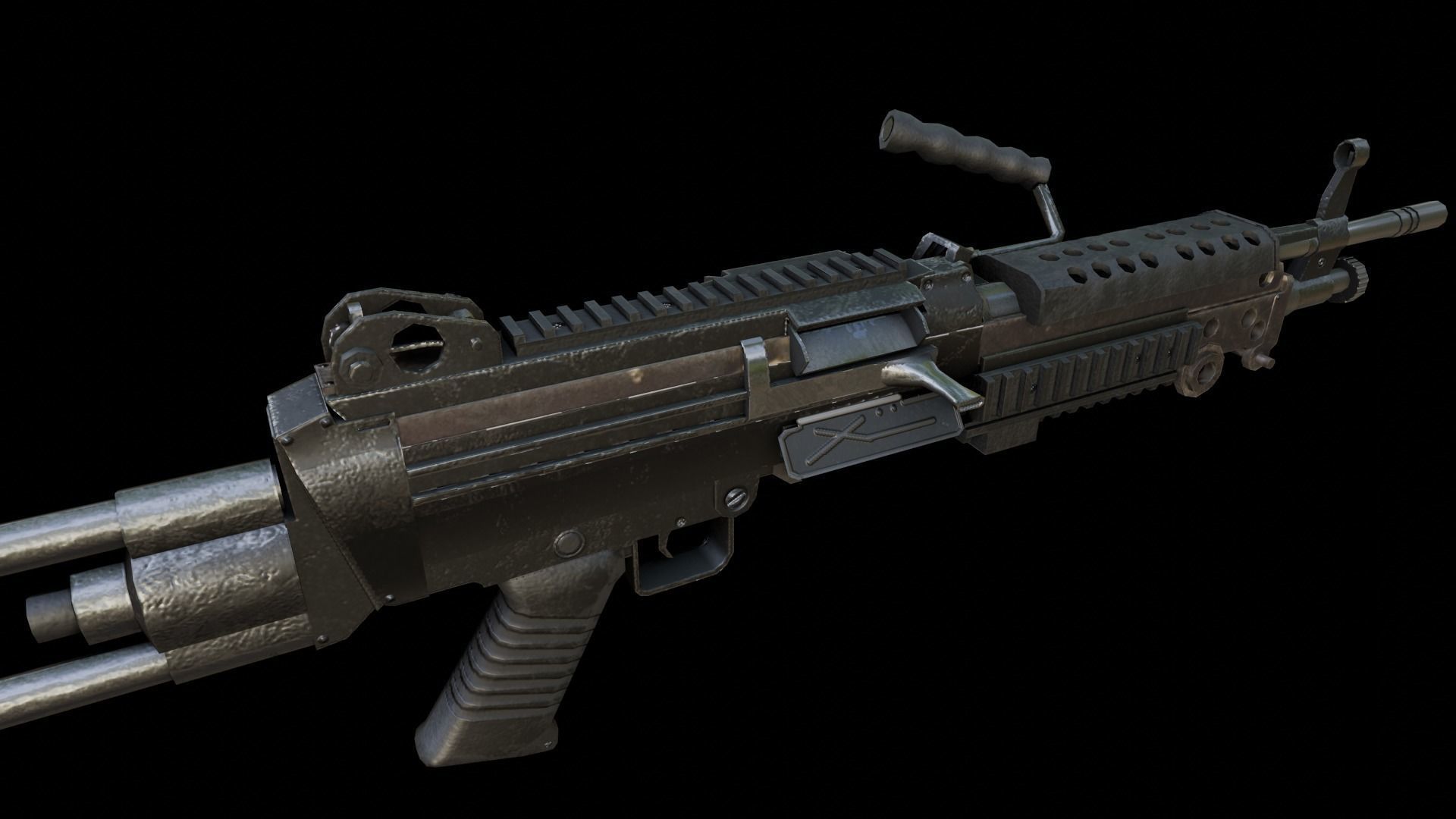 Lowpoly M249 Saw gun 3d Model Free low-poly 3D model_38