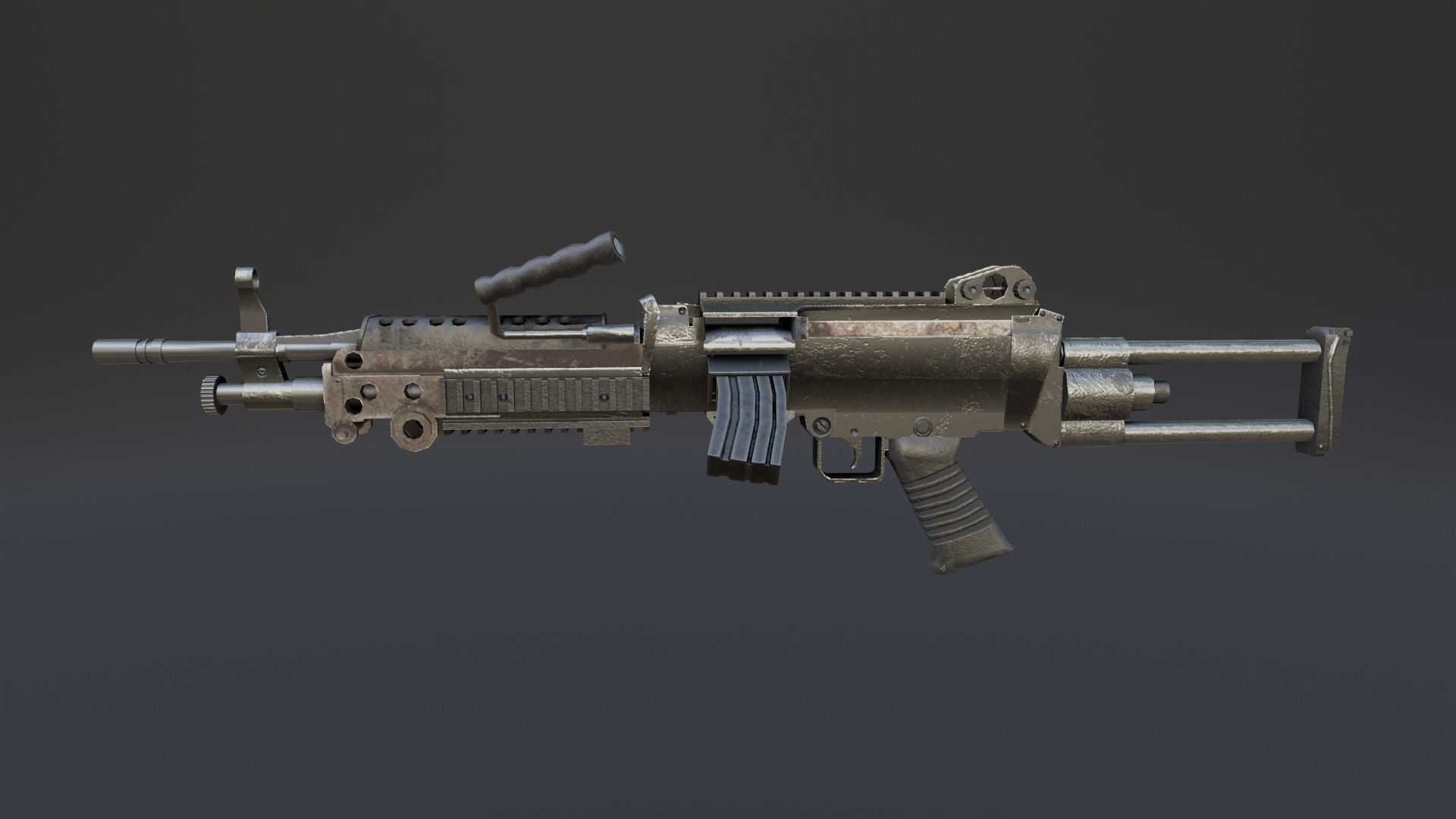 Lowpoly M249 Saw gun 3d Model Free low-poly 3D model_15