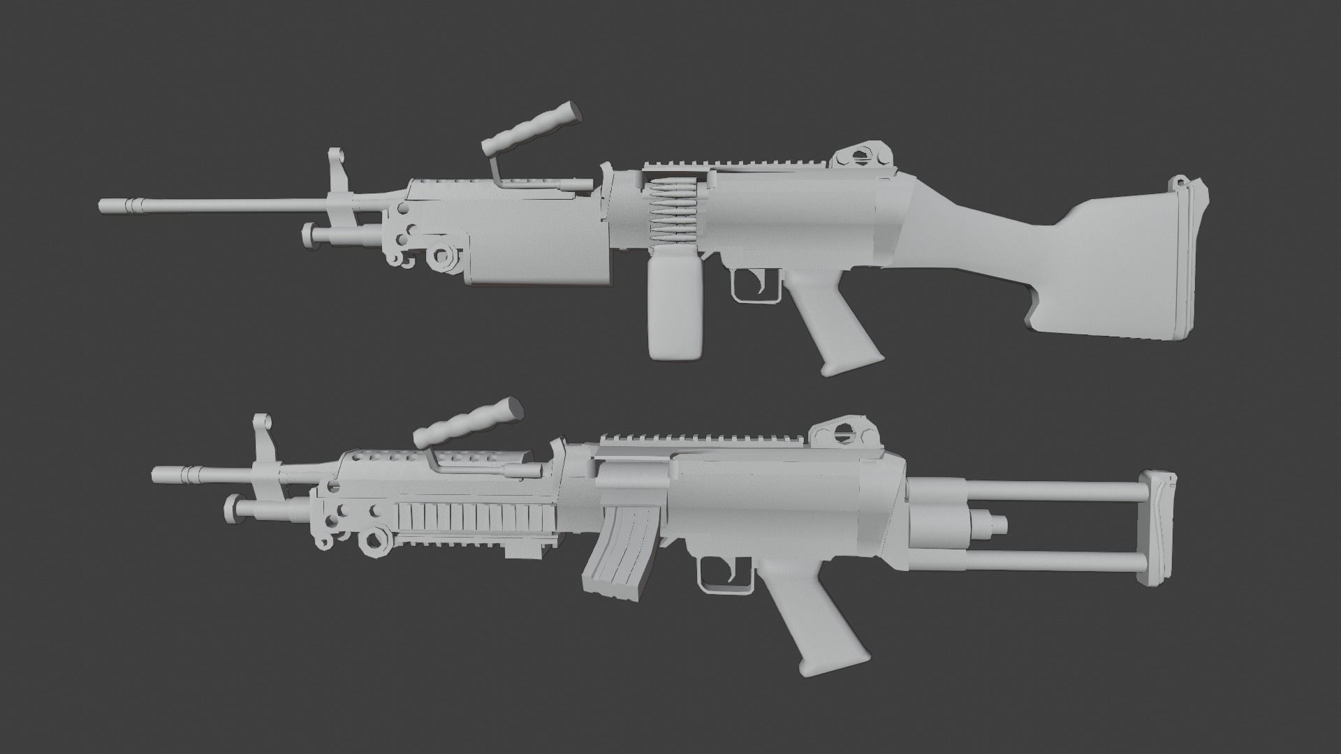 Lowpoly M249 Saw gun 3d Model Free low-poly 3D model_41