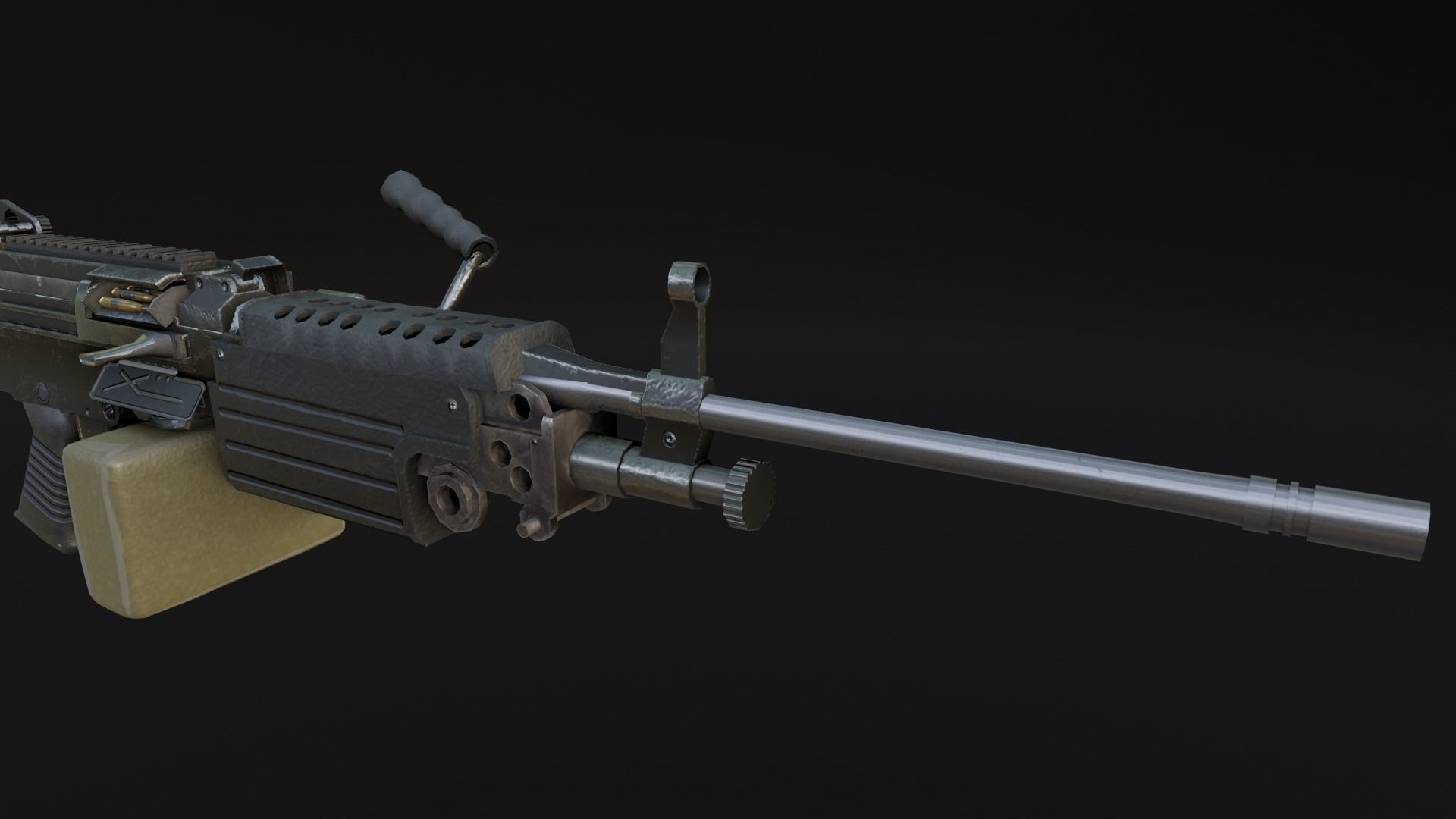 Lowpoly M249 Saw gun 3d Model Free low-poly 3D model_33