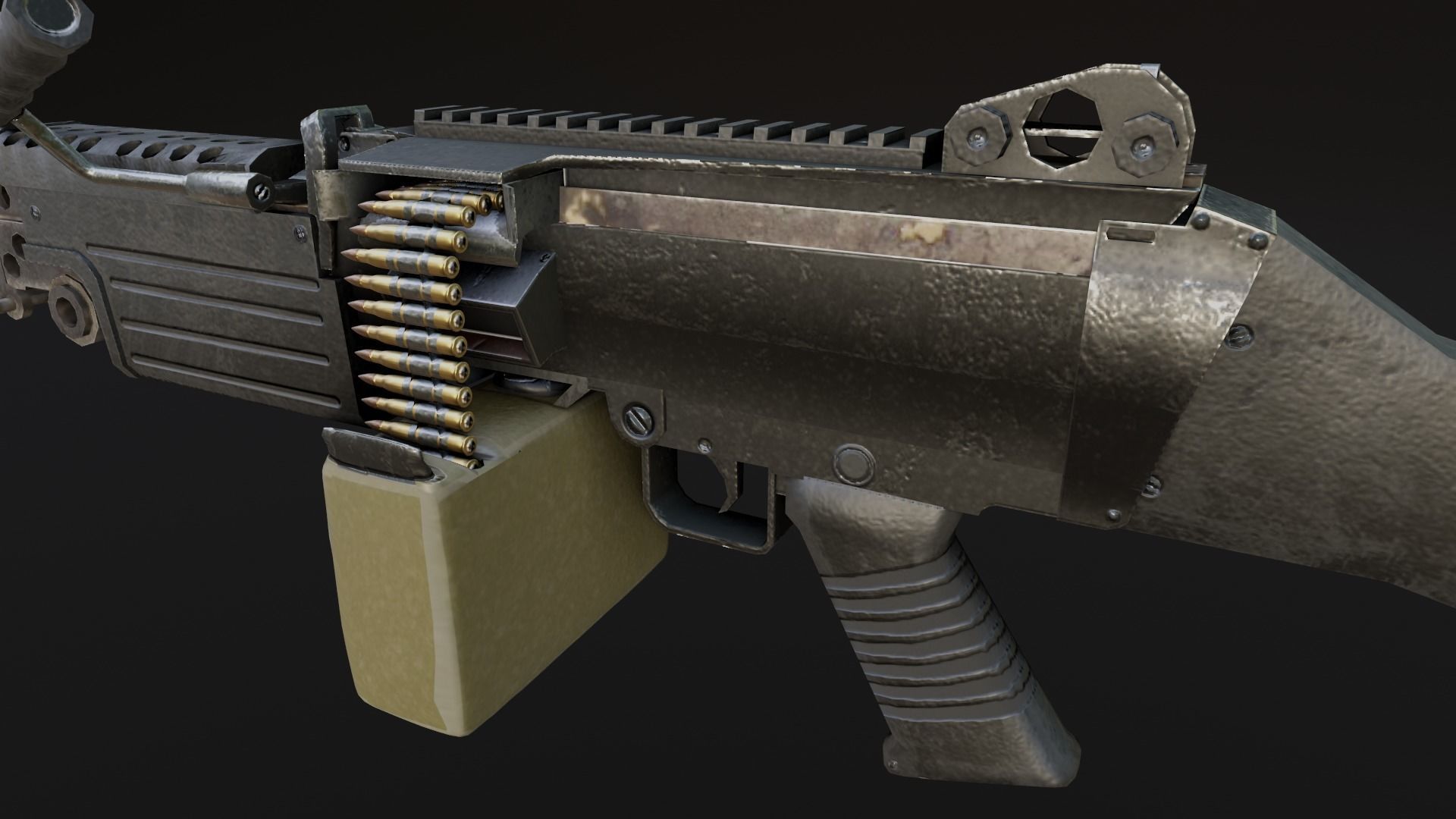 Lowpoly M249 Saw gun 3d Model Free low-poly 3D model_25