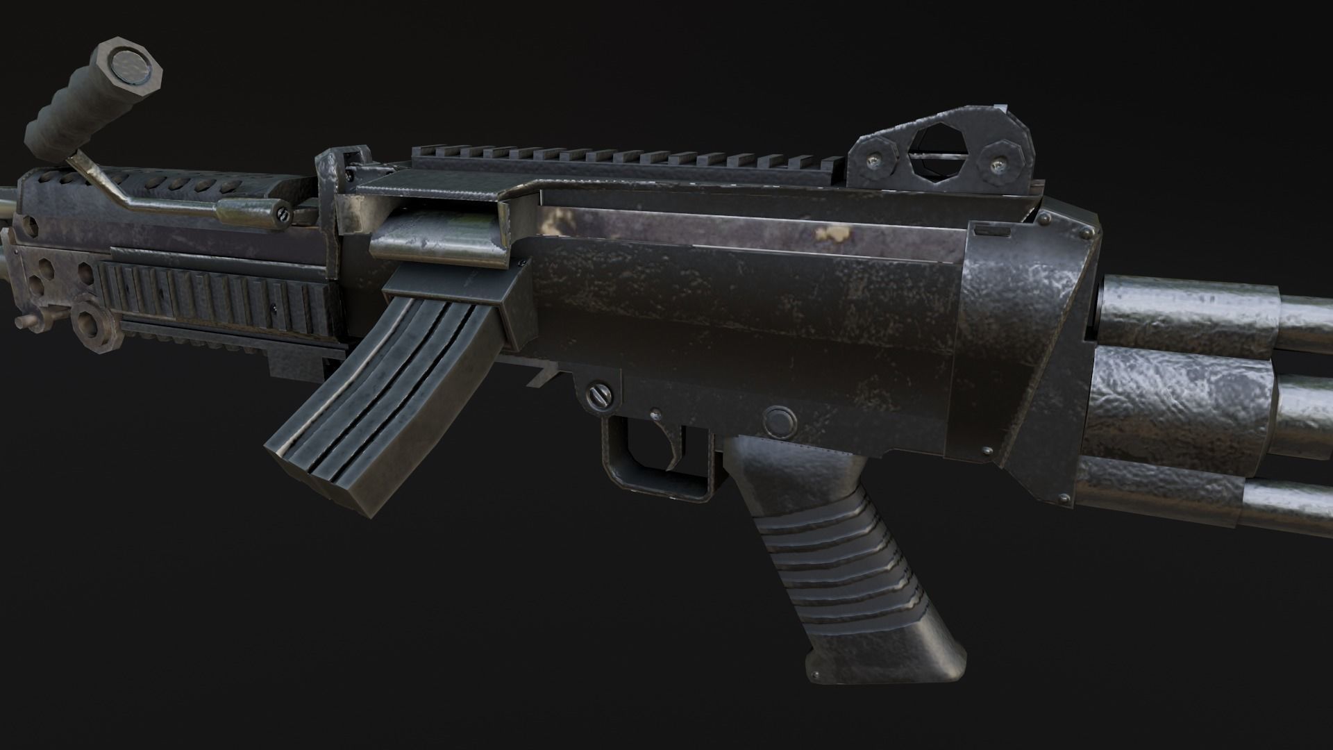 Lowpoly M249 Saw gun 3d Model Free low-poly 3D model_35