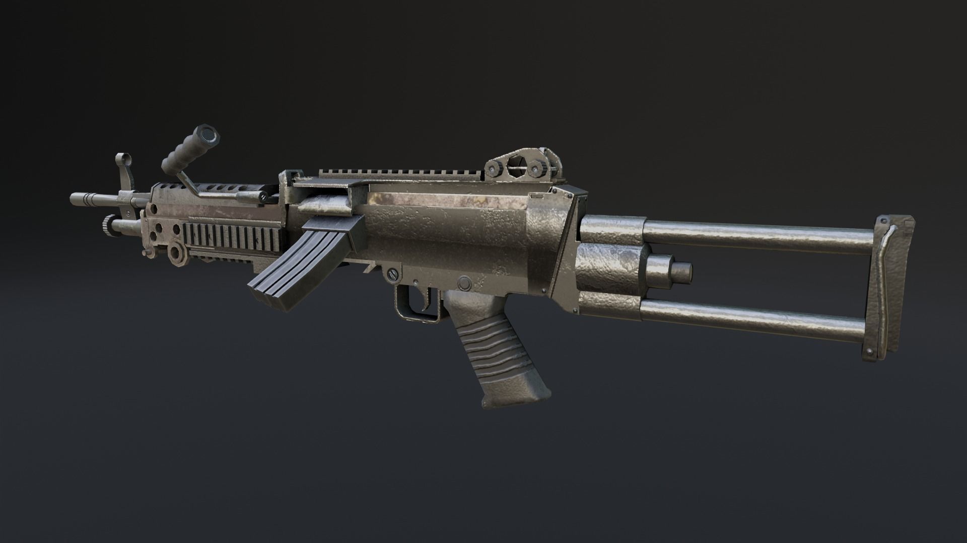 Lowpoly M249 Saw gun 3d Model Free low-poly 3D model_17