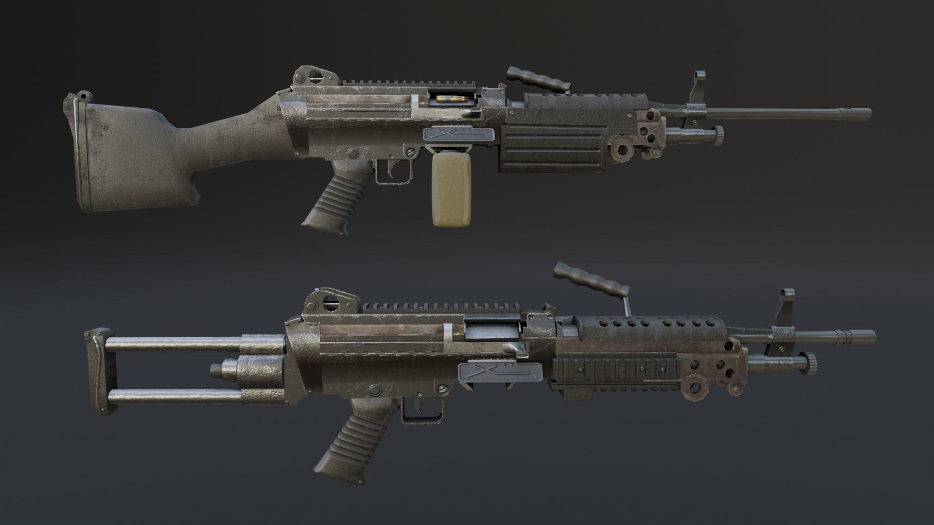 Lowpoly M249 Saw gun 3d Model Free low-poly 3D model_4