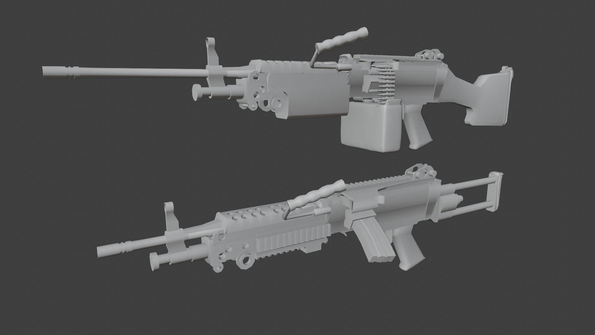 Lowpoly M249 Saw gun 3d Model Free low-poly 3D model_43