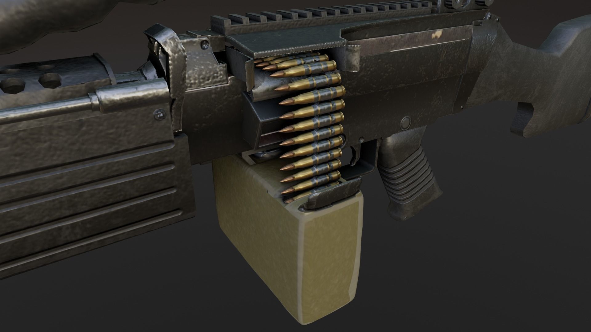 Lowpoly M249 Saw gun 3d Model Free low-poly 3D model_24