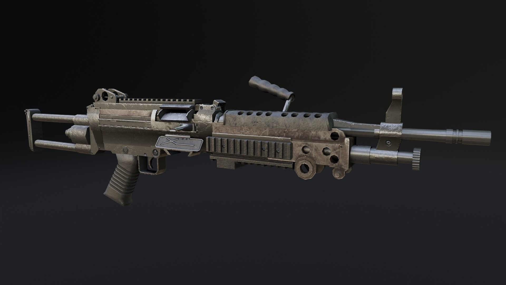 Lowpoly M249 Saw gun 3d Model Free low-poly 3D model_20