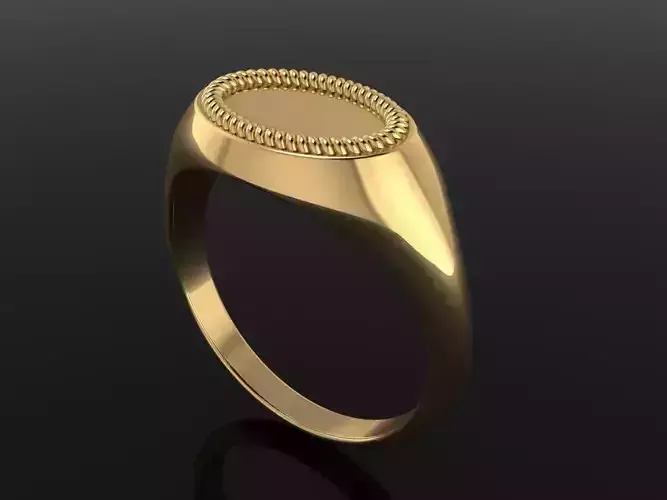 DAINTY SIDE OVAL SIGNET RING ROPE TWIST MIX SIZE