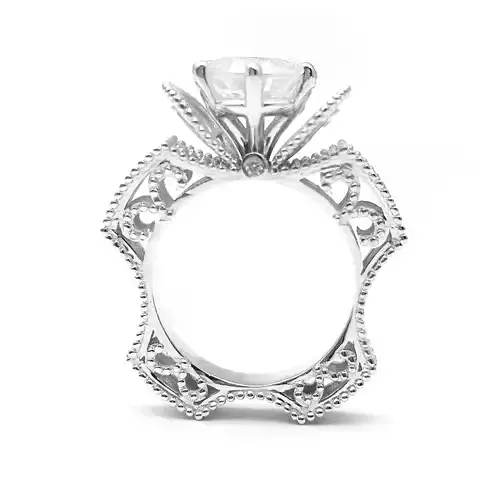 3DM Format Vintage round cut engagement ring for women