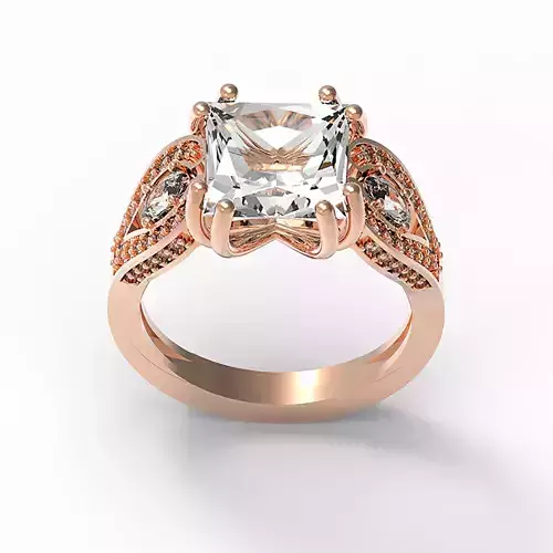 3DM Format Vintage princess cut engagement ring