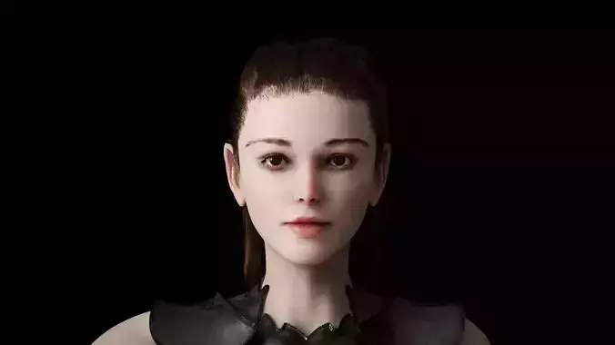 Cute girl sitting on the throne 3D Render