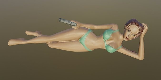Lara Croft at the beach 3D model