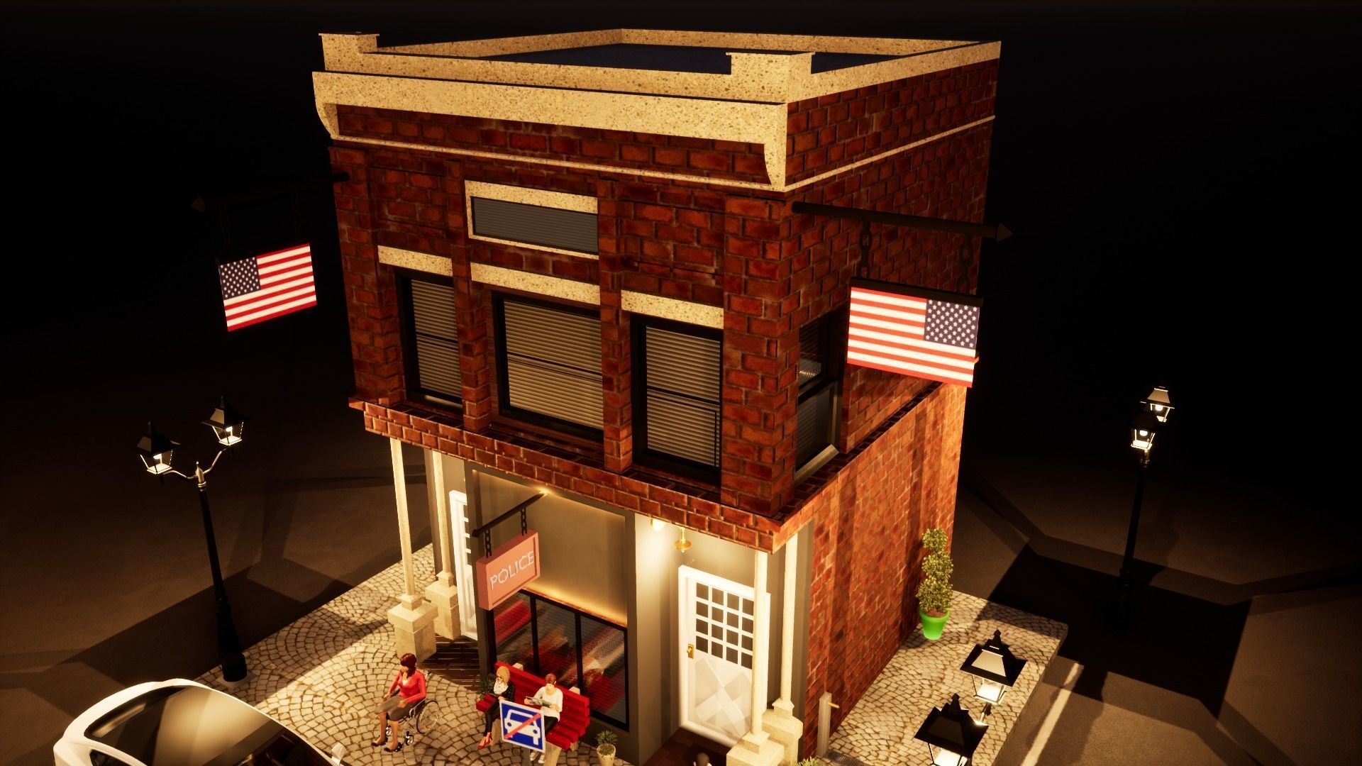 building model street lamp Free low-poly 3D model_4