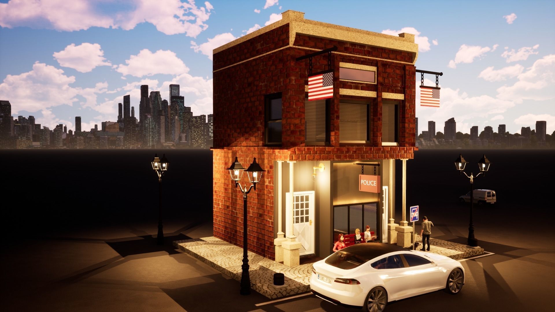 building model street lamp Free low-poly 3D model_5