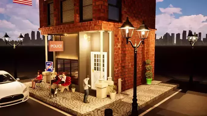 building model street lamp