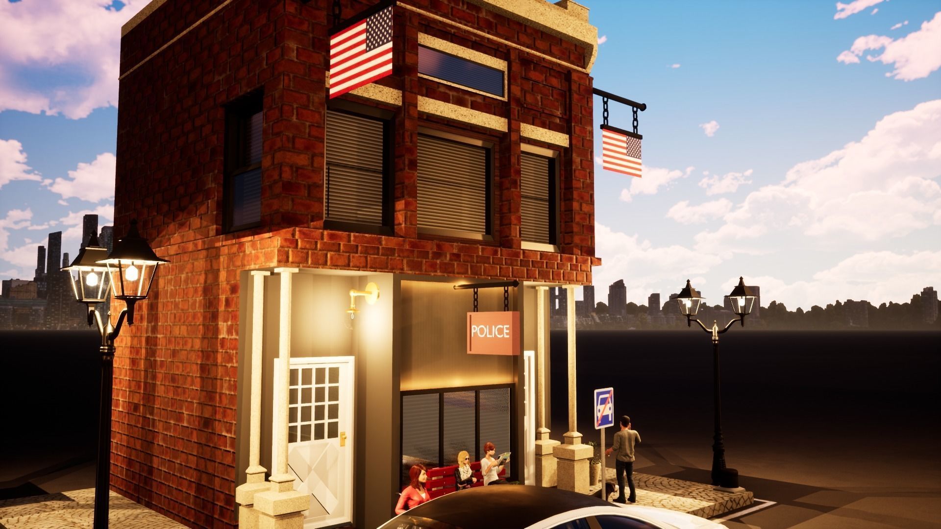 building model street lamp Free low-poly 3D model_2