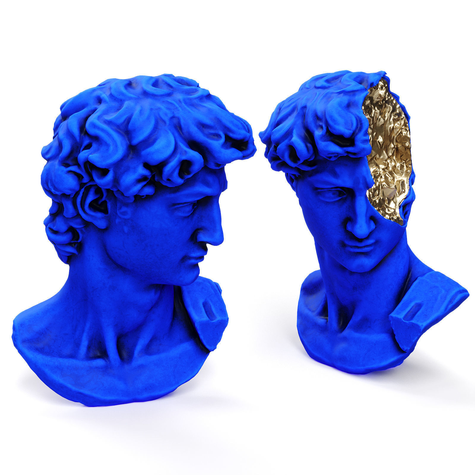 Bust of David Michelangelo Halfhead  3D model_2