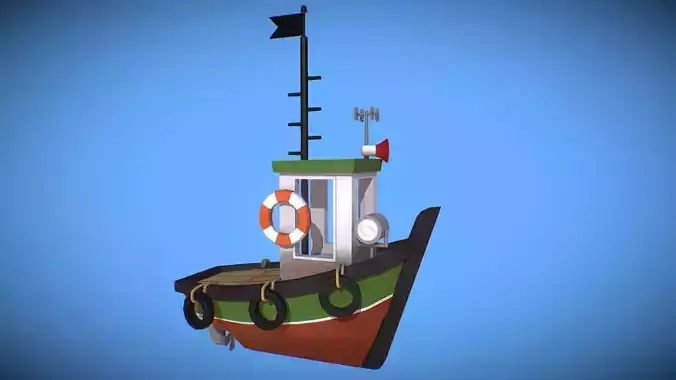 Stylized Cartoon Boat Game Ready Low-poly 3D model
