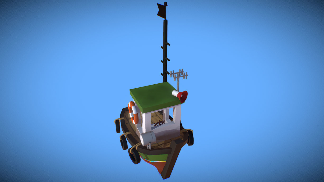 Stylized Cartoon Boat Game Ready Low-poly 3D model_1