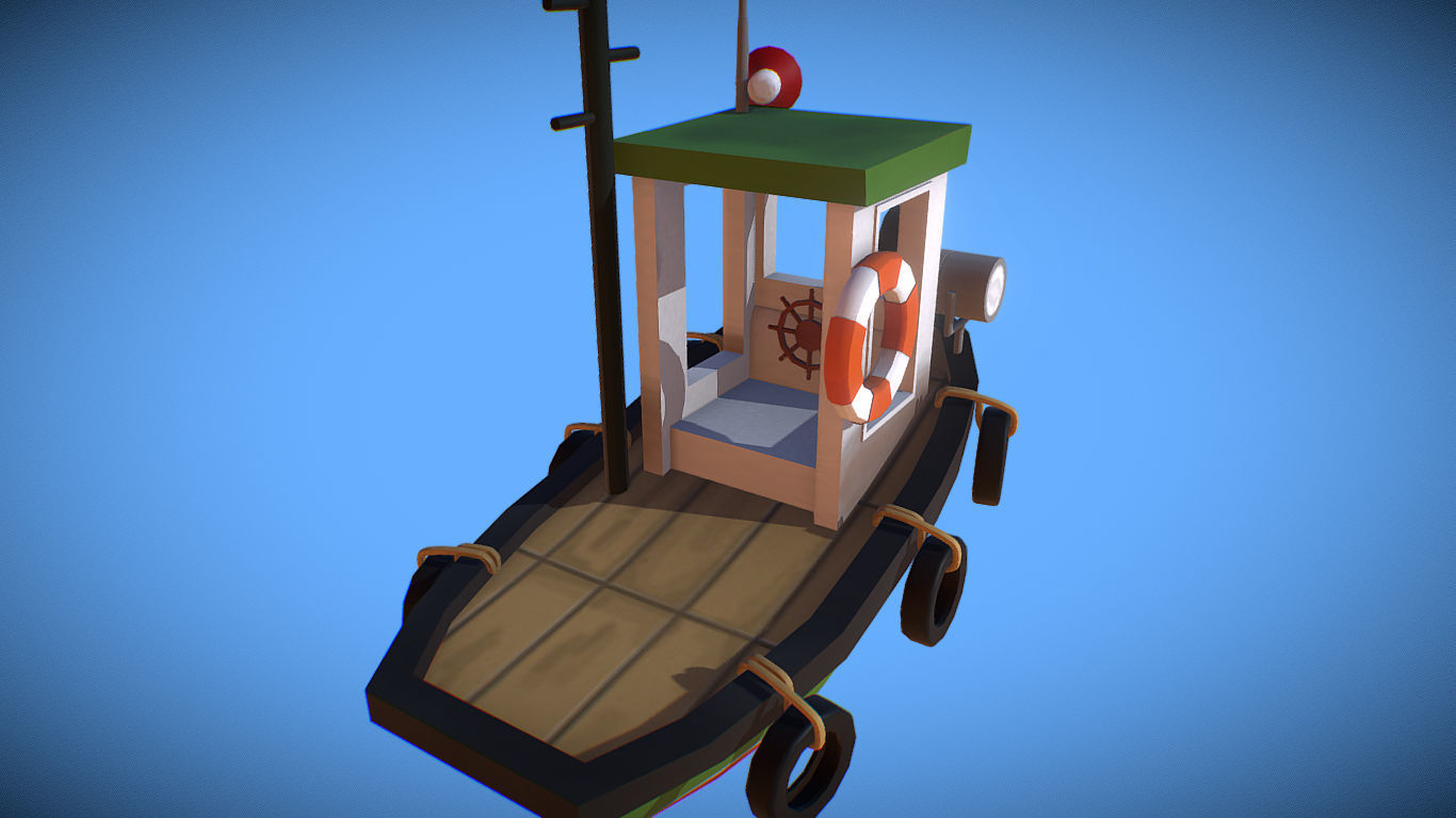 Stylized Cartoon Boat Game Ready Low-poly 3D model_2