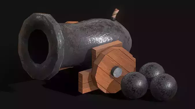 Stylized Canon Game Ready Low-poly 3D model