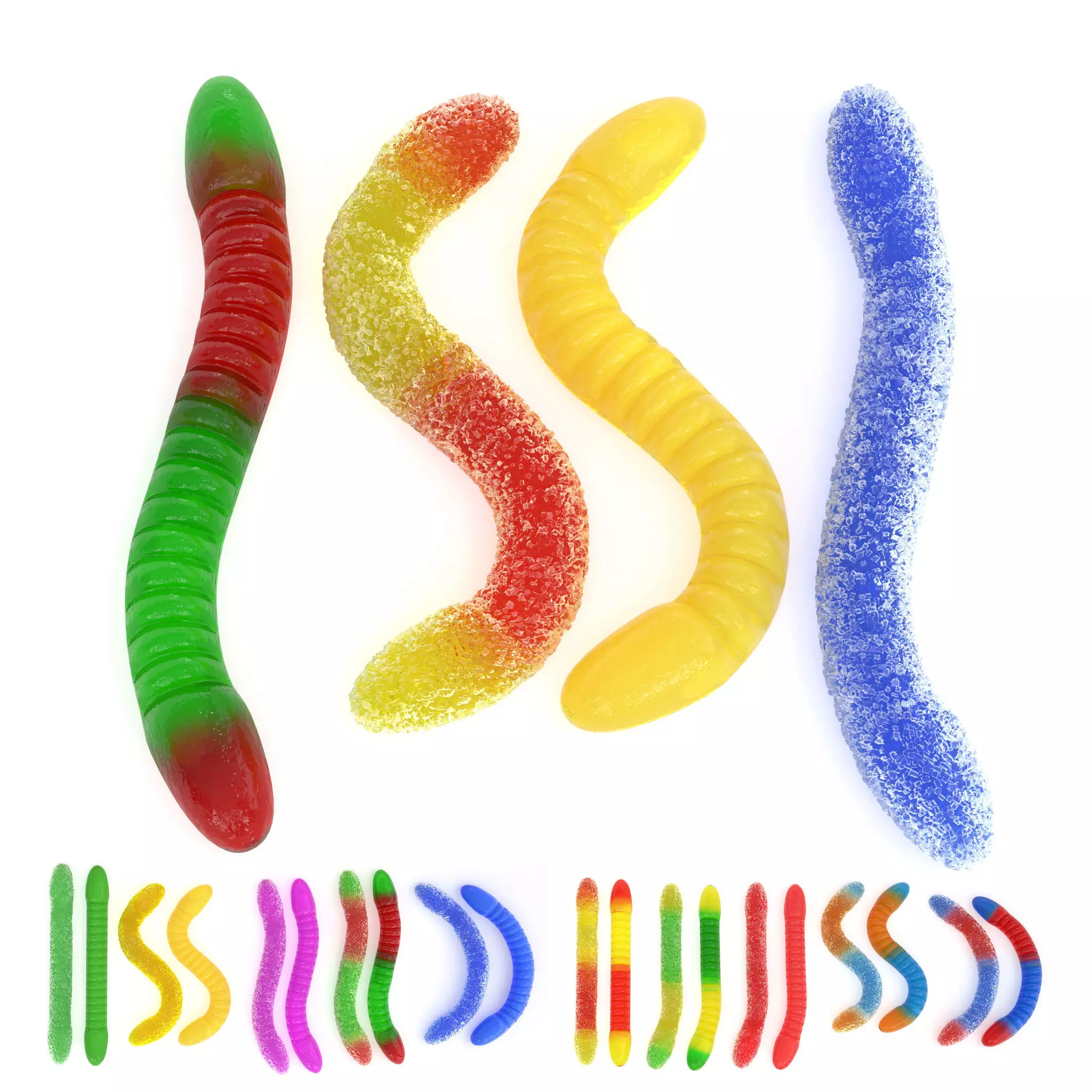 Gummy Sugar Worms 3D model_0