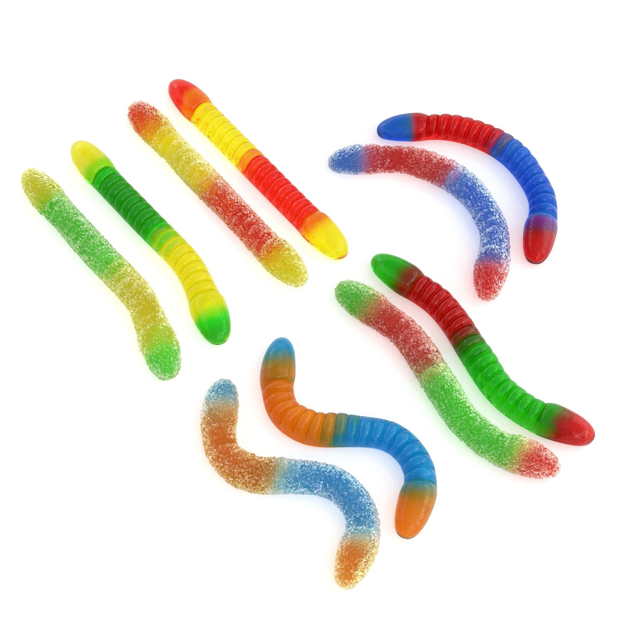 Gummy Sugar Worms 3D model_1