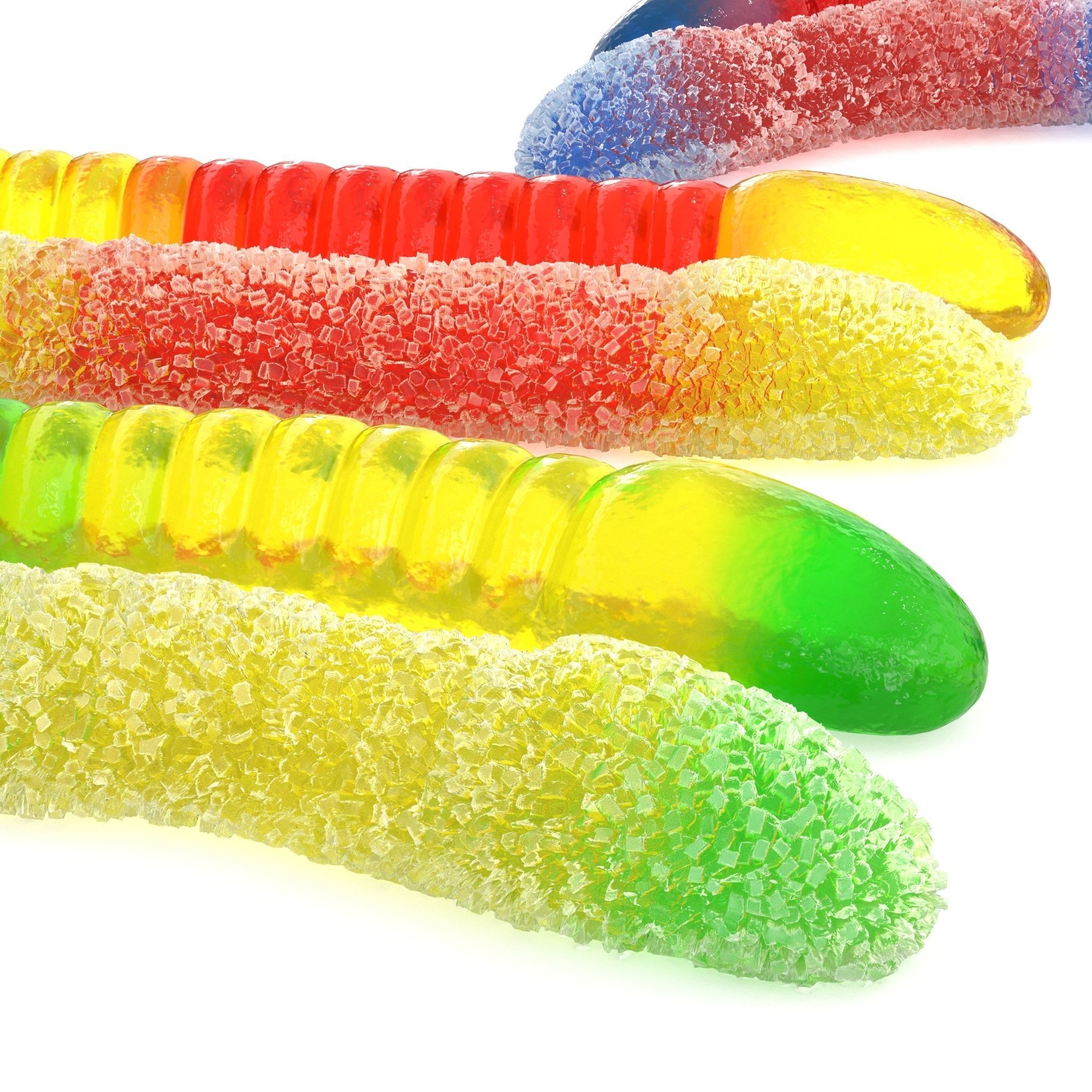 Gummy Sugar Worms 3D model_2