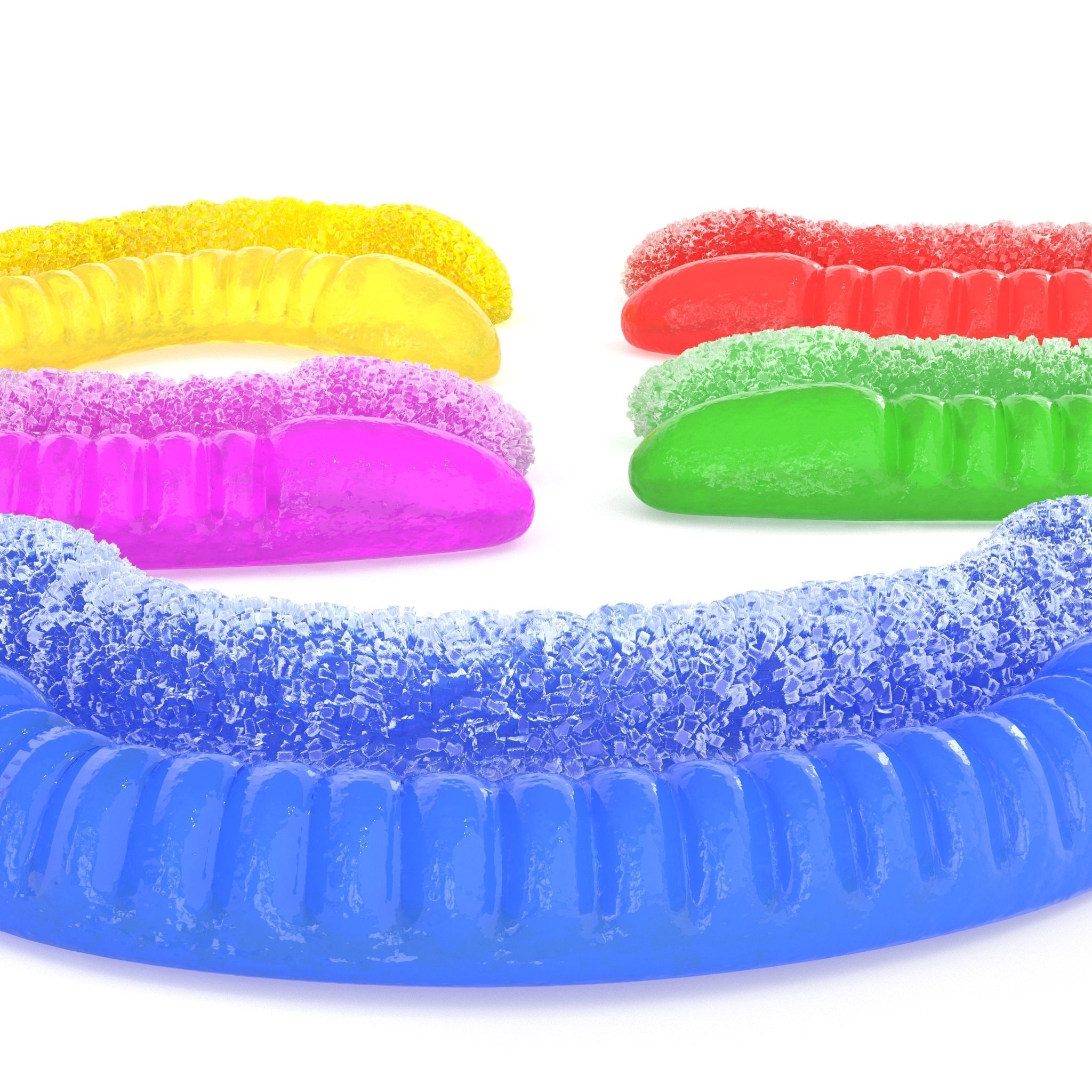 Gummy Sugar Worms 3D model_4