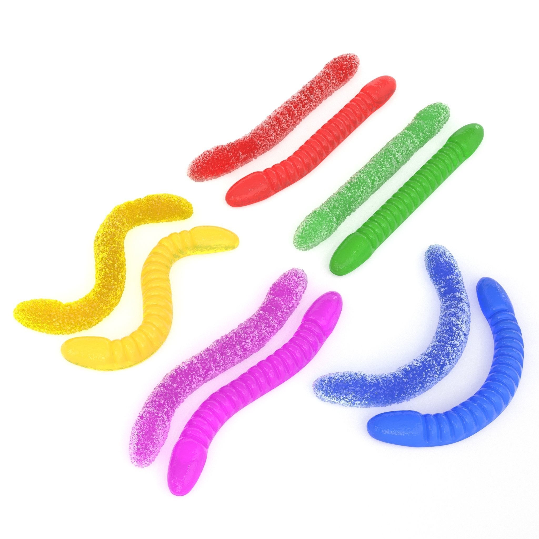Gummy Sugar Worms 3D model_3