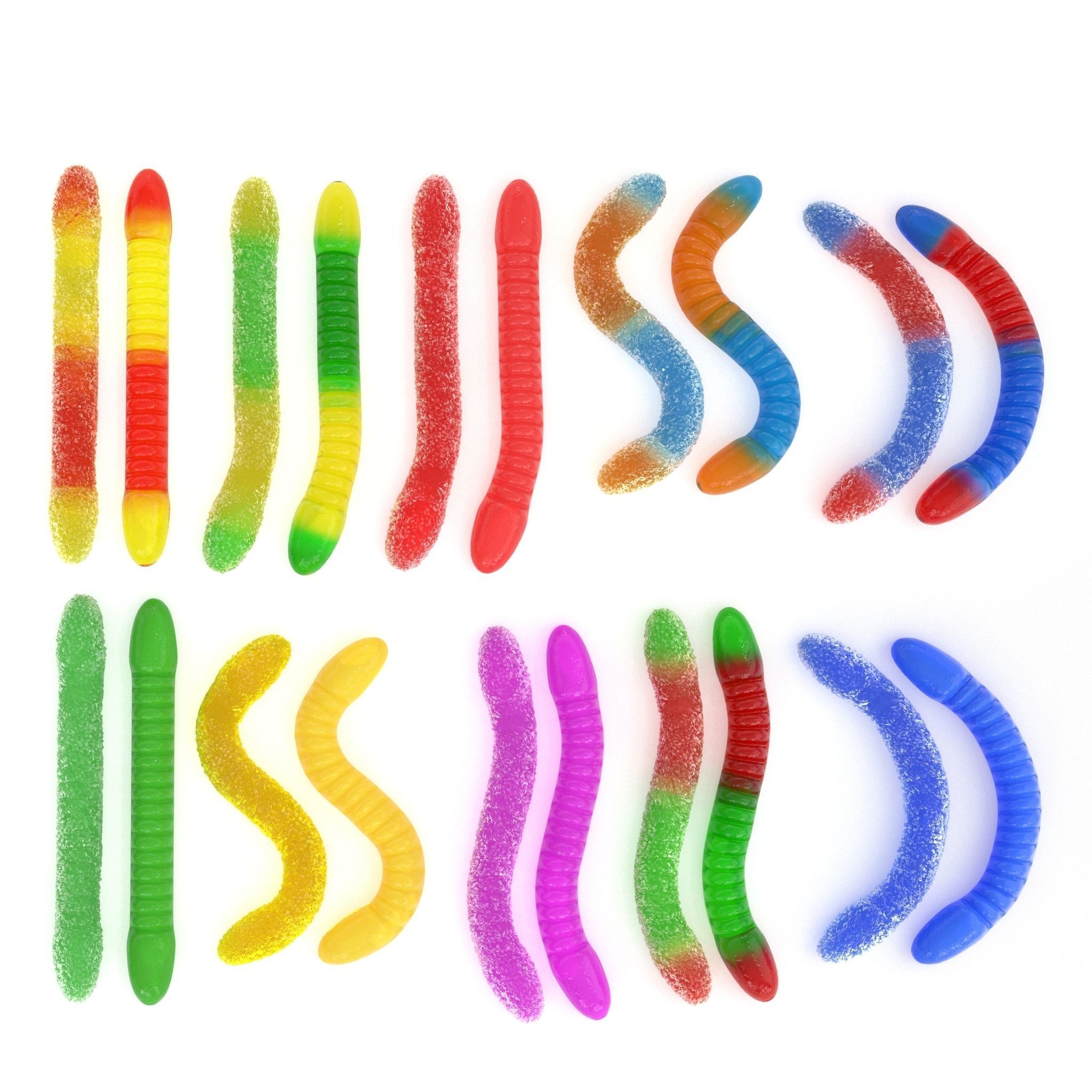 Gummy Sugar Worms 3D model_5