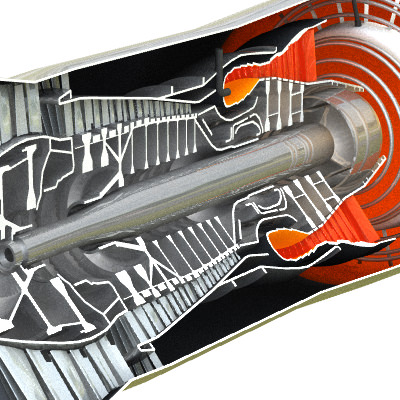 P W F100 cutaway 3D model_2