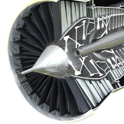 P W F100 cutaway 3D model_1