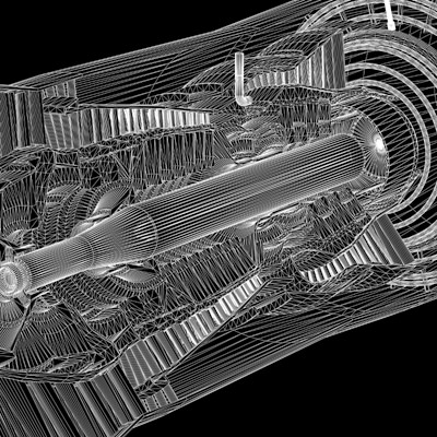 P W F100 cutaway 3D model_3