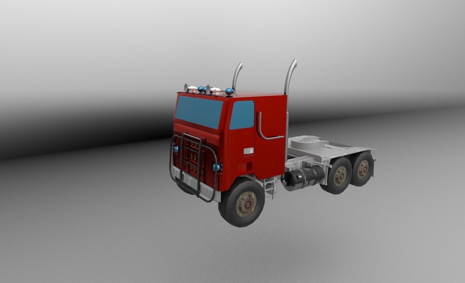 flat nose truck Low-poly 3D model_17