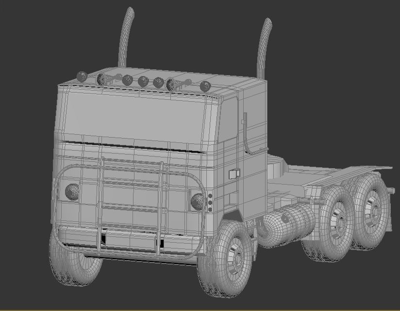 flat nose truck Low-poly 3D model_4