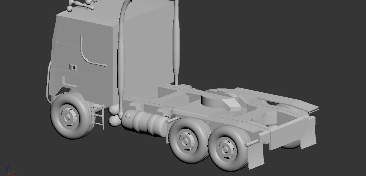 flat nose truck Low-poly 3D model_5
