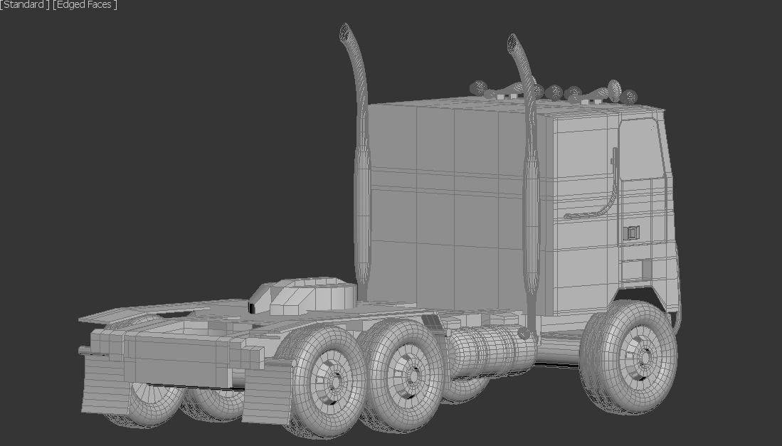 flat nose truck Low-poly 3D model_3