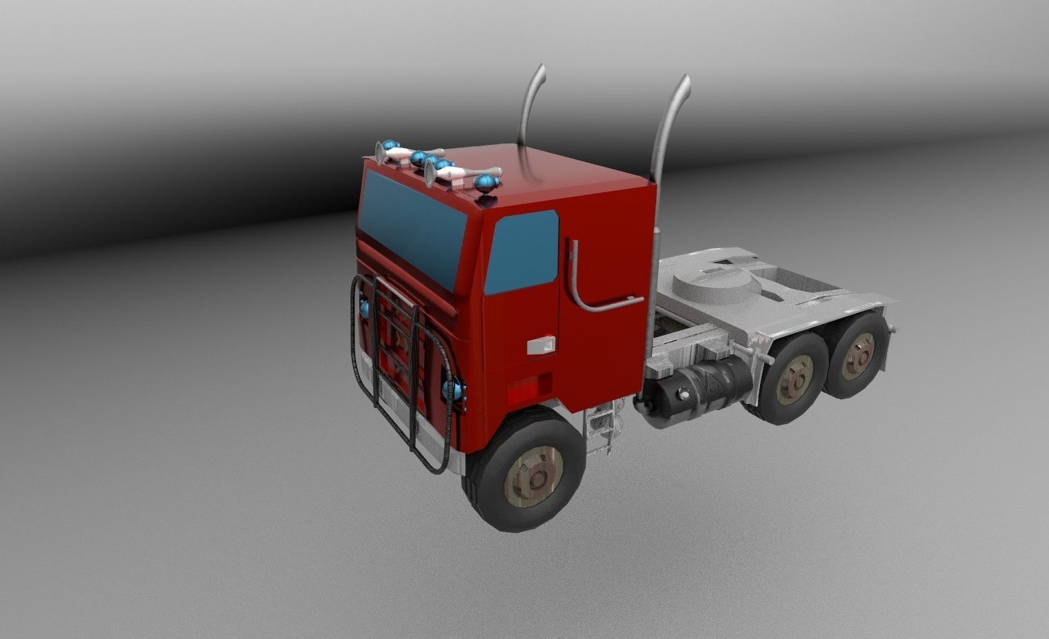 flat nose truck Low-poly 3D model_15