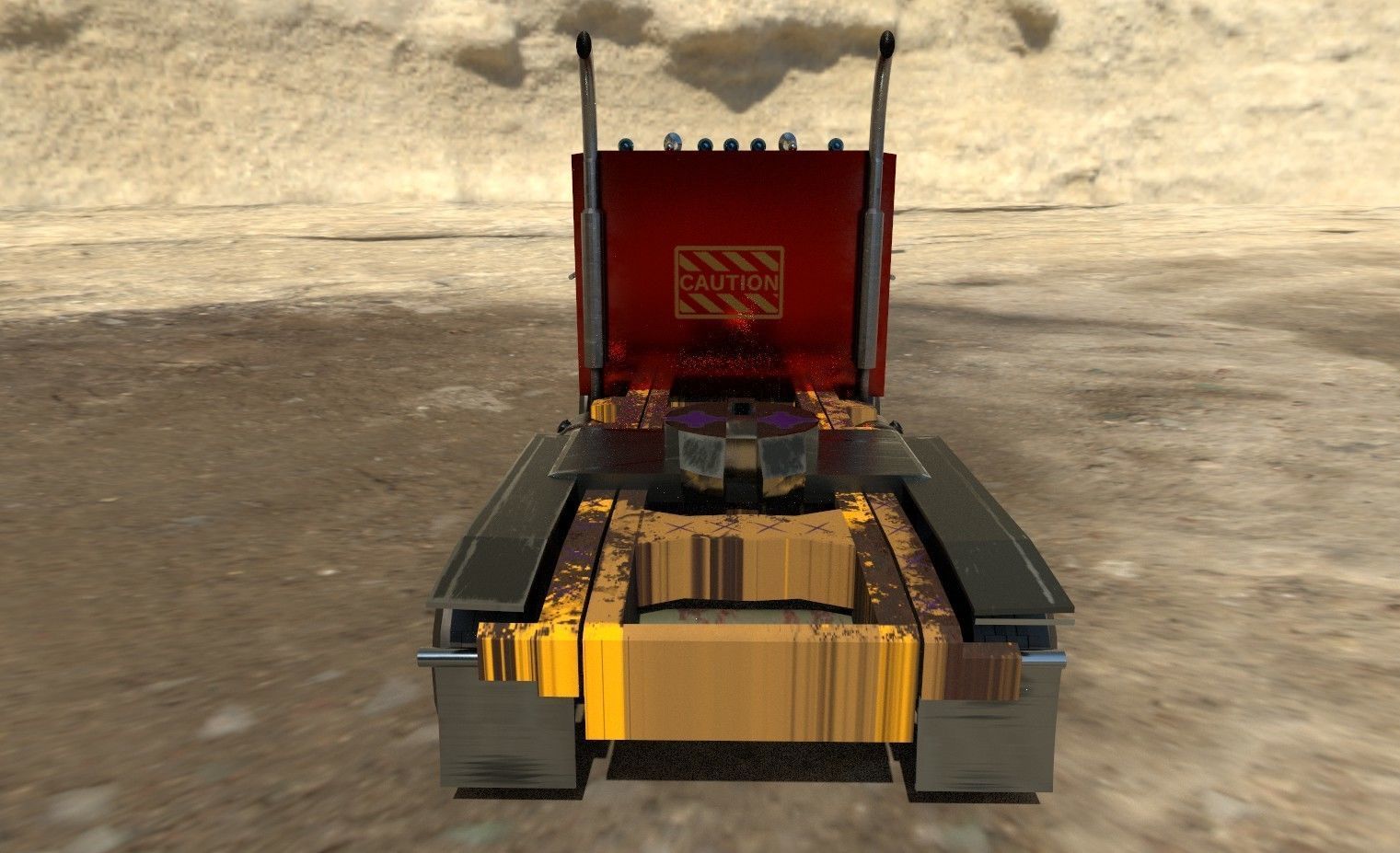 flat nose truck Low-poly 3D model_2