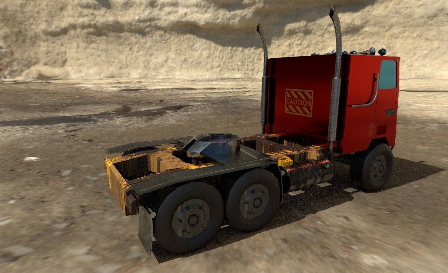 flat nose truck Low-poly 3D model_12