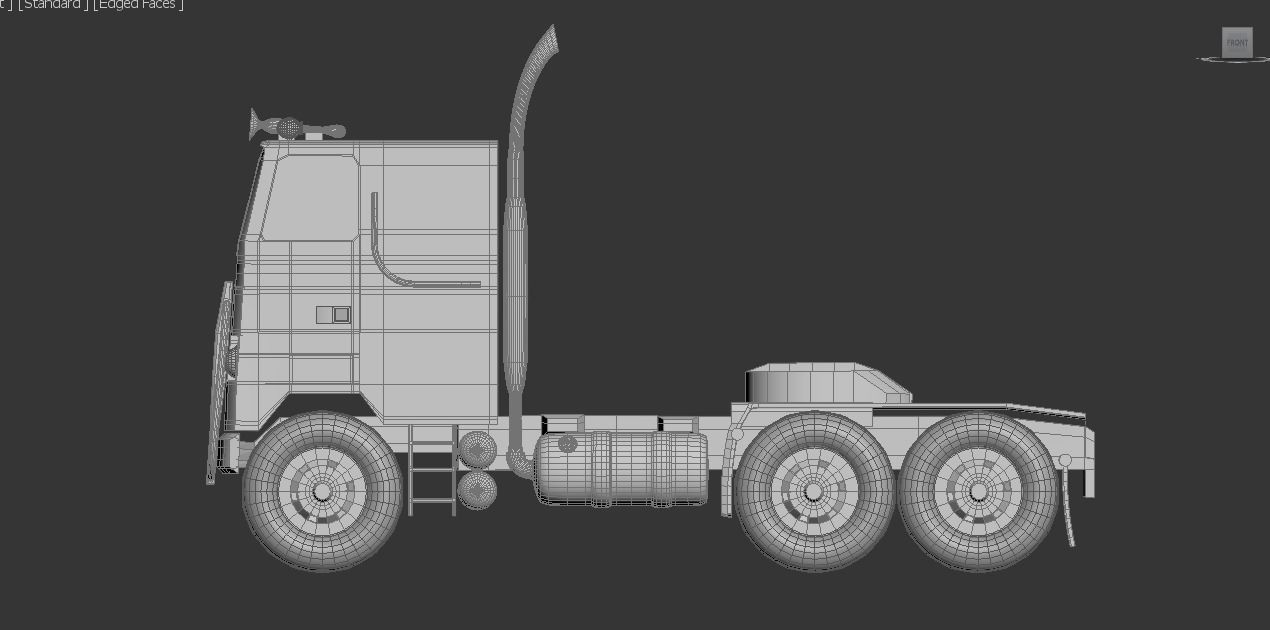 flat nose truck Low-poly 3D model_8