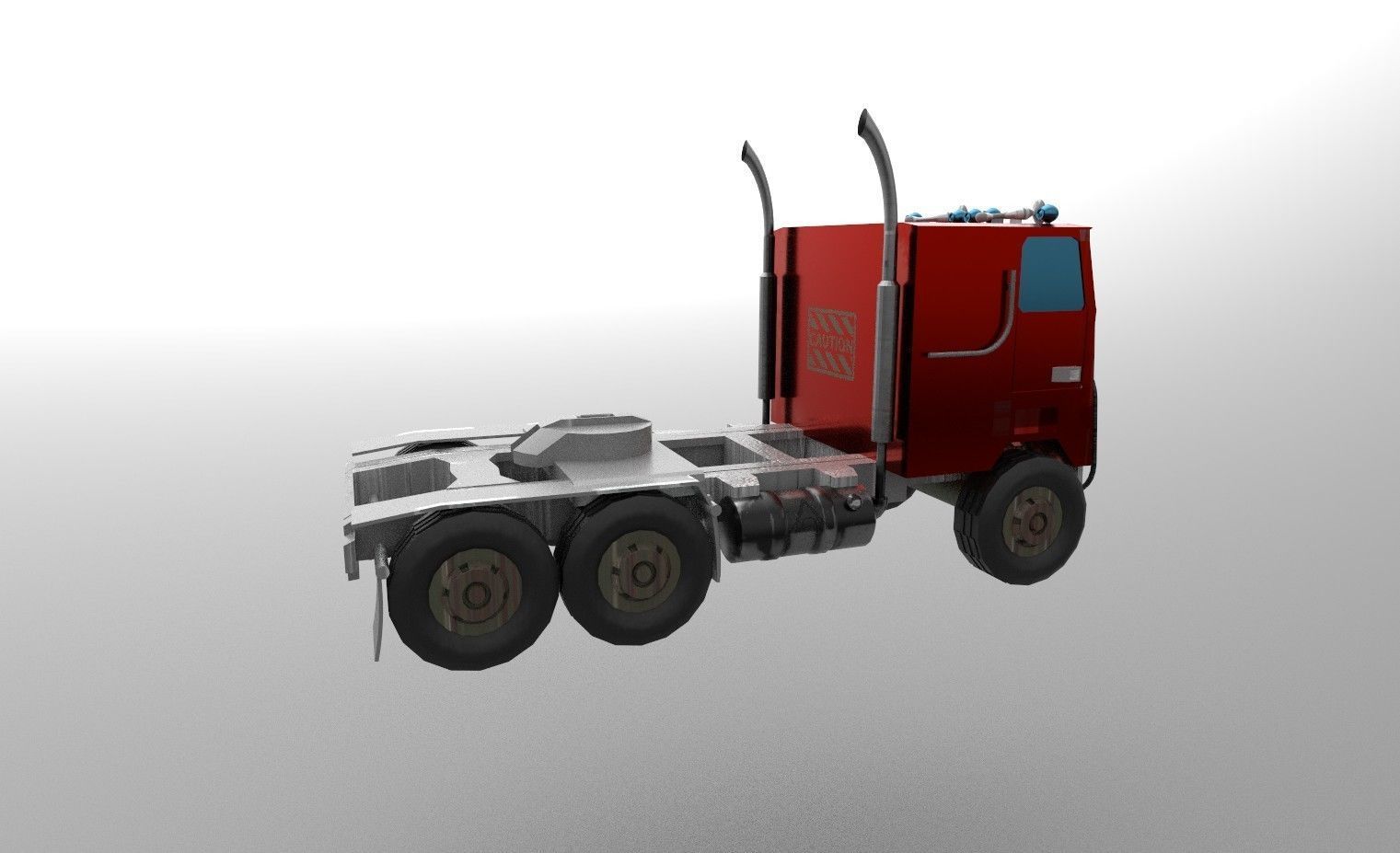 flat nose truck Low-poly 3D model_14