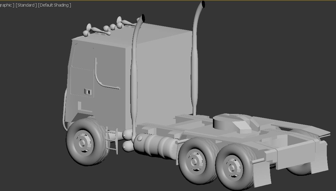 flat nose truck Low-poly 3D model_10