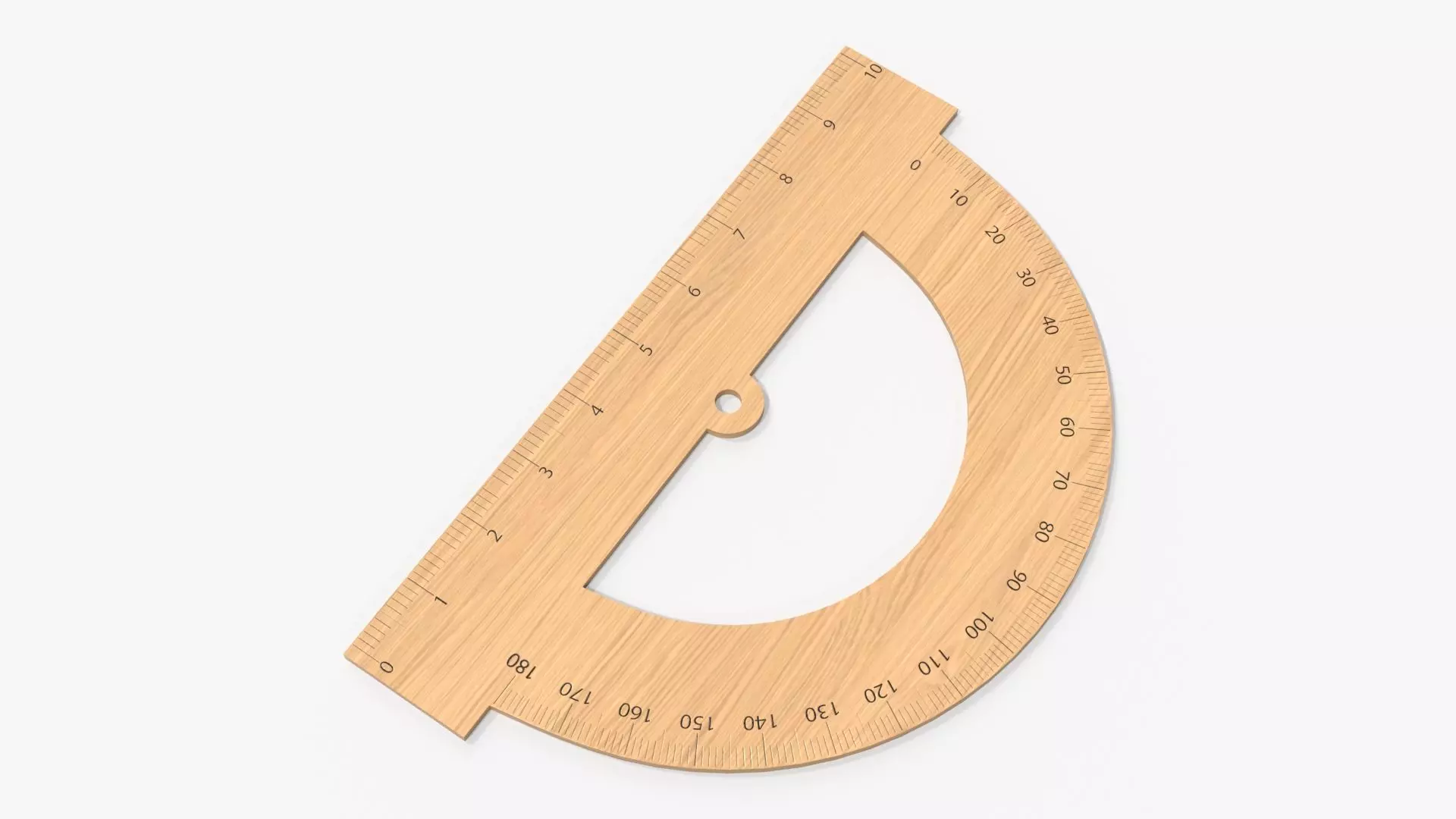 Half-circle wooden protractor 01 3D model_0