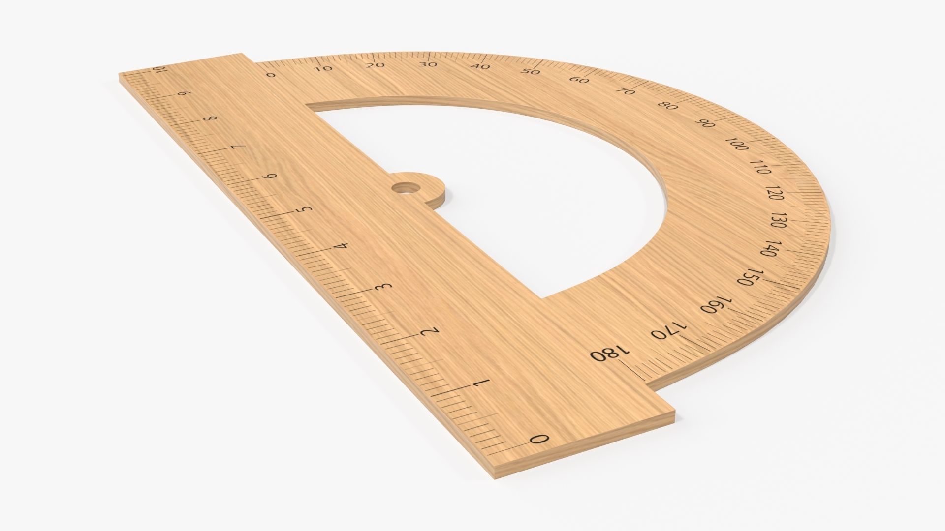 Half-circle wooden protractor 01 3D model_3